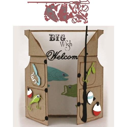 Fishing Tools Set Fish Hook Fishes High Quality Metal Cutting Dies For DIY Scrapbooking Album Cards Decorative Crafts Cut Dies