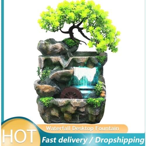 Home Decor Desktop Fountain Simulation Resin Rockery Waterfall Creative Fountain For Home Decoration Accessories