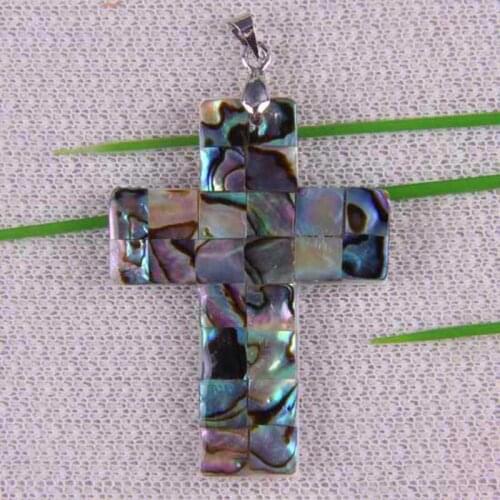 Natural New Zealand Abalone Shell Bead Cross Pendant Jewelry For Woman Gift S062