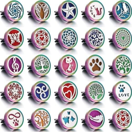 New Colorful Aromatherapy Diffuser Necklace Car Air Vent Freshener Perfume Diffuser Car Clip Aroma Essential Oil Diffuser Locket