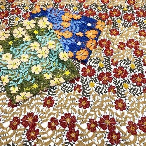 New Style Nigerian Lace Fabric 2021 High Quality Lace Water Soluble Embroidered Fashion Soft Lace Fabric 5 Yards