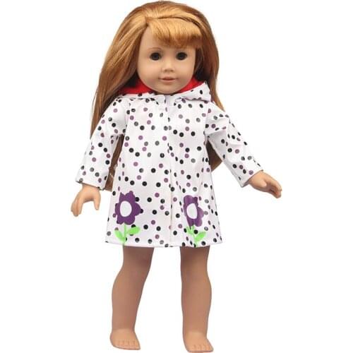 18 Inch American Doll Clothes 2020 New Raincoat With Flowers For 1/3 BDJ Dolls For Our Generation Toys For Girls