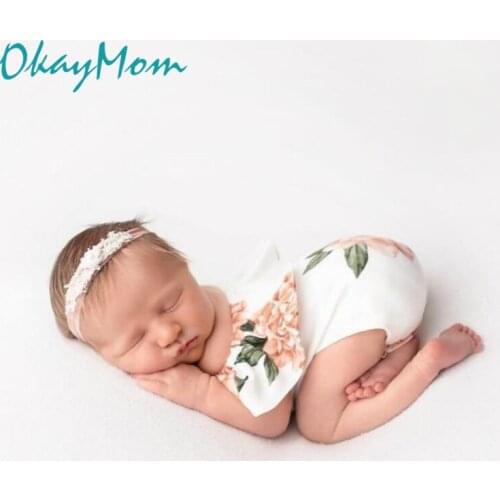 OkayMom Newborn Photography Props Lolita Floral Baby Romper Jumpsuit Infant Photo Shoot Accessories Girl Costume For Baby 0-3M