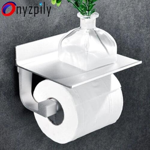 Onyzpily Toilet Paper Holder Black White Space Aluminum Roll Holder Creative Roll Paper Box Toilet Paper Box Bathroom Shelf