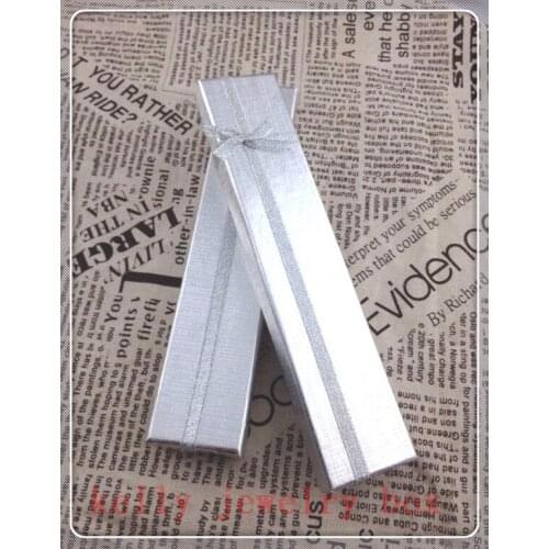 Wholesale 12pcs/lot 20x4x2cm Silver Bowknot Paper Jewelry Box Bracelet Necklace Gift Box Cute Jewelry Display Packaging Box