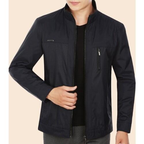 Autumn Men 2020 Spring Hot Sale Thin Casual Jacket Middle Age Stand Collar Mens Jackets And Coats Plus Size HJ650
