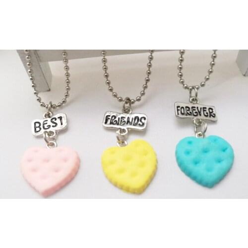 New Arrive Best Friends Forever Colorful Doughnut Friendship Necklaces Set of 3 For kids Jewelry Gift for Girl Wholesale