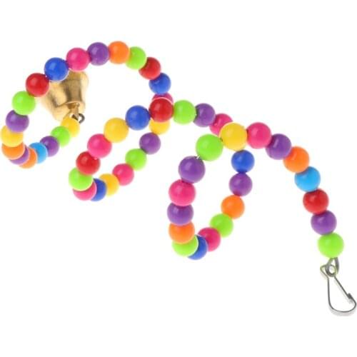 Parrot Toys Spiral Swing Stand Holder Birds Creative Bell Colorful Beads Ladder