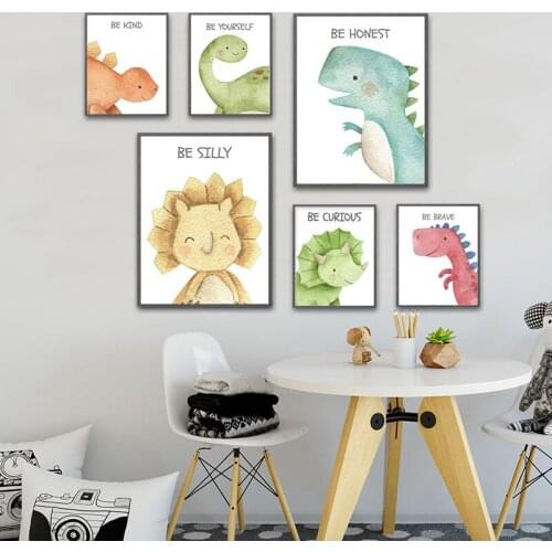 Child Poster Dinosaur Art Print Nursery Quotes Canvas Wall Painting Nordic Kid Decoration Picture Bedroom Decor Baby Shower Gift