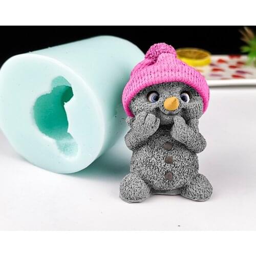 PRZY Cute Snowman Baby With Wool Cap Mould Silicone Fondant Soap Molds Adorable Soap Molds Handmade Mold Clay Resin Candle Mould