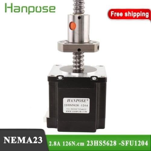 Nema23 Stepper Motor 23HS5628-SFU1204 2.8A 126N.CM 4-lead L400mm 600mm Nema 23 ballscrew motor For 3D Printer Monitor Equipment