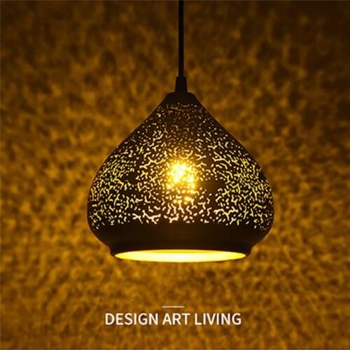 Modern LED Pendant Lamp Iron Plated Hollow Carving Pendant Light for Living room Bedroom Restaurant Hall Home Decoration