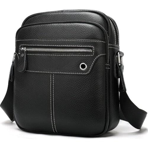 Mens Bags Genuine Leather Male Shoulder Bag Man Messenger Handbag Fashion Flap Zipper Casual Crossbody Business Purse