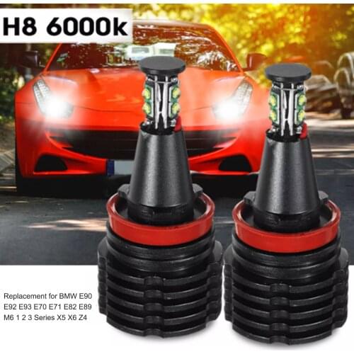 80W One Pair LED Angel Eyes Halo Ring Marker Light Bulb Replacement for E90 E92 E93 E70 E71 E82 E89 M6 1 2 3 Series X5 X6 Z4