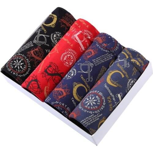 4Pcs/lot Male Panties Comfortable Breathable Underpants Mens Underwear Boxers Shorts Fashion Men Underwear Sexy Soft Print Boxer