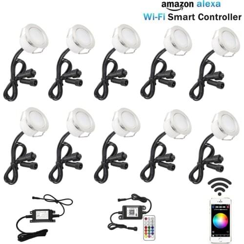 10X Smart WIFI Phone APP Control RGB/RGBW 45mm 12V ip67 Kitchen Stair Step LED Deck Rail Lights for Alexa Echo Googlehome IFTTT