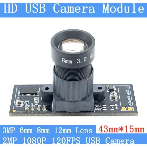 Low Distortion 8mm 12mm Lens 2MP USB Camera Module OV2710 1080P HD MJPEG 120FPS 60FPS High Speed Linux UVC Surveillance Webcam