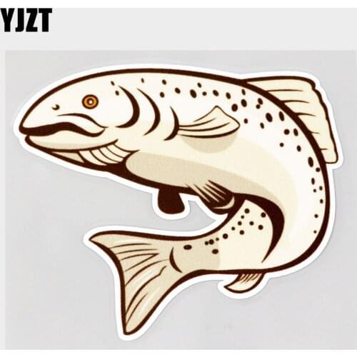 YJZT 12.4CM×10.2CM Rainbow Trout Fish Jumping PVC Car Sticker Decal 11C-0204