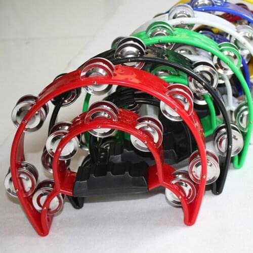 1PC Tambourine Percussion Musical Instruments Hand Bell for Party Compact Double Half Moon Drum KTV Bells Orff Tambourine