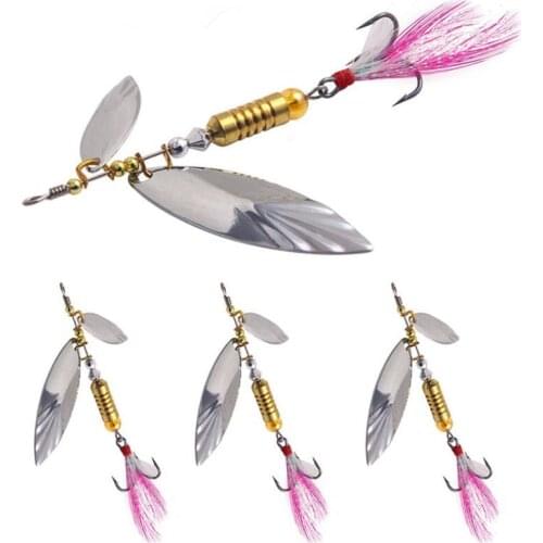 1PCS Spinner Fishing Lures Wobblers CrankBaits Jig Shone Metal Sequin Trout Spoon With Feather Hooks for Carp Fishing