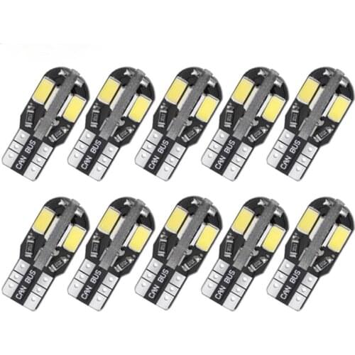 10 pcs t10 car led interior reading lamp w5w 168 194 auto door lights side marker license plate light led bulb 12v DC warm white