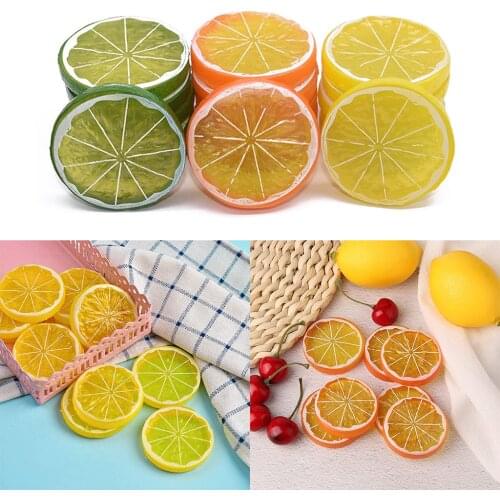10Pcs Simulation Lemon Slice Fake Artificial Fruit for Farmhouse Kitchen Wedding Christmas Photography Props Lemon Decor
