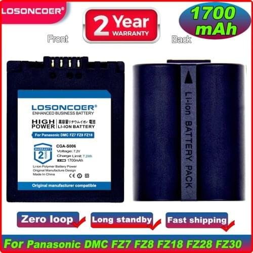 1700mAh CGA-S006 CGR CGA-S006E S006 S006A BMA7 DMW BMA7 Battery For Panasonic DMC FZ7 FZ8 FZ18 FZ28 FZ30 FZ35 FZ38 FZ50 DMC-FZ7