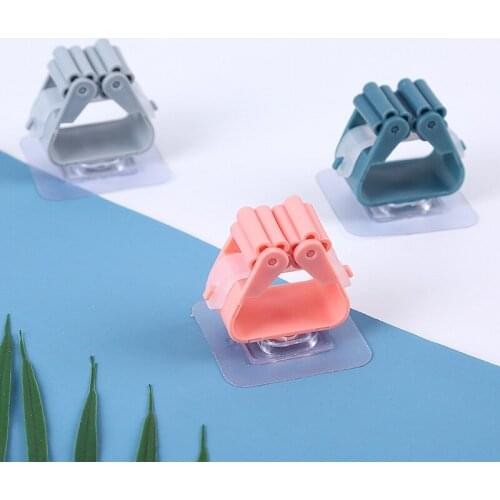 2pcs Wall Mounted Mop Organizer Holder Brush Broom Hanger Home Storage Rack Bathroom Suction Hanging Pipe Hooks shelf