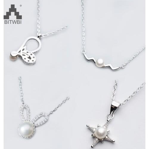 2018 New Style S 925 Silver Cute Creative Star Antlers Crown Freshwater Peearls Nechlaces Women for Gift