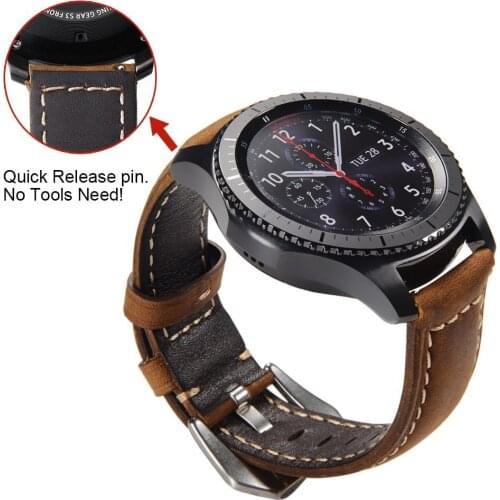 22mm 20mm Genuine Leather Strap for Samsung Gear S3 S2 sport Frontier Classic galaxy watch active 42mm 46mm Band