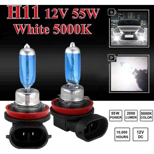 2x H11 12V 55W Xenon White 5000k Halogen Blue Car Headlight Lamp Globes Bulb HID Drop Shipping