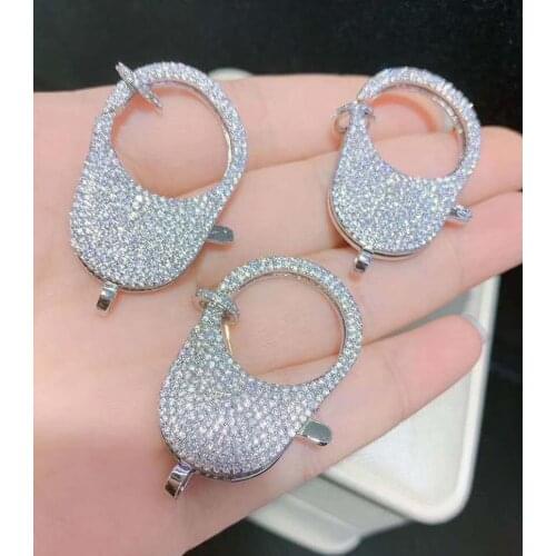 3pcs 25x43mm Mix Color Micro Pave CZ Lobster Hook Clasp Pendant Necklace Bracelet Jewelry Making DIY