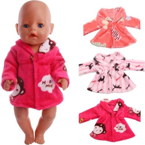 3 styles Comfortable Cute Printed Robe Pajamas Doll Clothes Wear fit 43cm doll Children best Birthday Gift