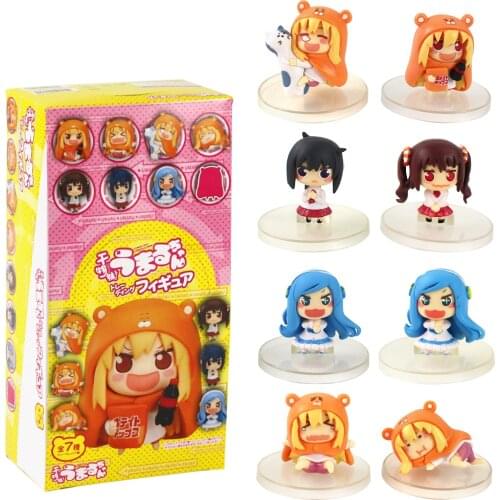 8pcs/set Anime Small buried Sankaku Head Himouto! Umaru-chan Umaru Doma PVC Figure Doll toy 4-5cm