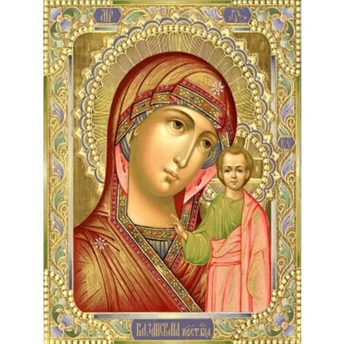 Diamond Mosaic Diy Diamond Embroidery Virgin And The Son Diamond Painting Cross Stitch Floral Rhinestone Decoration Stickers Kit