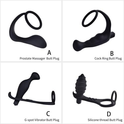 Butt Plug Male Prostate Massage Vibrator Anal Plug Silicone Waterproof Prostate Stimulator Delay Ejaculation Ring Toy For Men