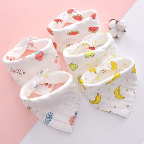 Baby Bibs Triangle Double Cotton Bibs Cartoon Print Saliva Towel Baby Boys Girls Feeding Apron Cotton Bandana Bibs Color Random