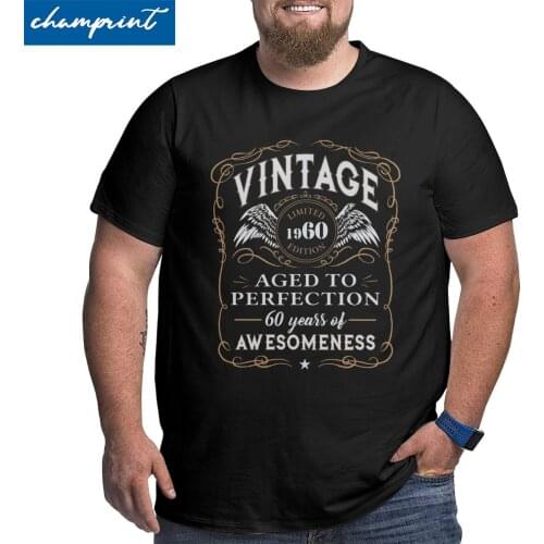 60th Birthday Gift T Shirts Limited 1960 Edition T-Shirt for Men 60 Years Old Casual Big Tall Tees Large 4XL 5XL 6XL Clothing