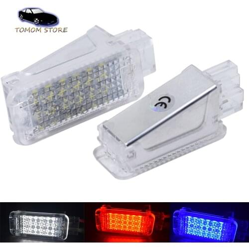 Hopstyling 2pcs 18SMD LED Car Door Courtesy Light auto Footwell/Trunk Lamp Light for Audi A4 A6 Q7 Q5 VW Skoda White Red Blue