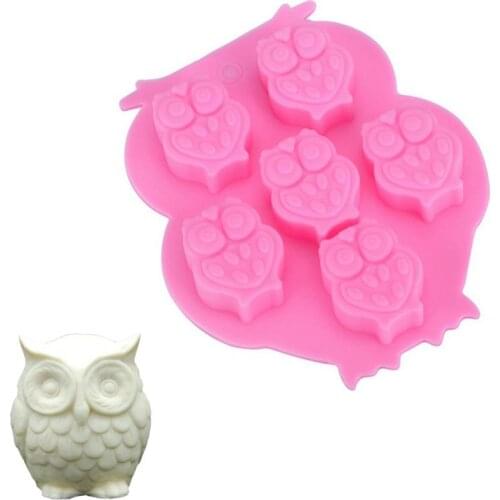 1PCS Kitchen Accessories 6 Holes 3D Owl Silicone Mold Making A Cake Ice Tray Chocolate Mould Fondant Mould Cake Decorating Tool