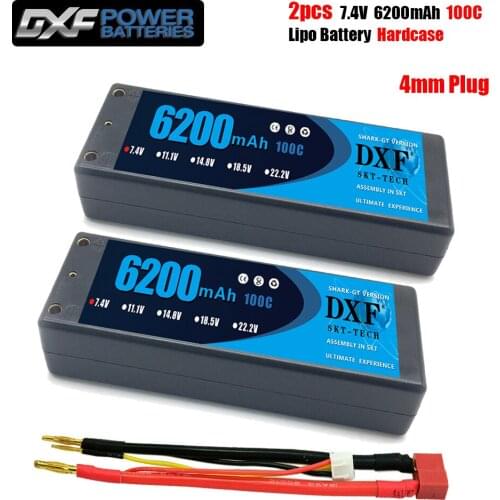 DXF 6200mAh 4mm Lipo Battery 7.4V 100C/200C 2S LiPo RC Battery Deans XT60 EC5 for RC Evader BX Car Truck Truggy Buggy Helicopter