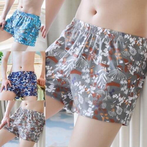 Soutong Hawaiian Print Men Underpants Loose Soft Mid Rise Loose Boxer Briefs Male Panties
