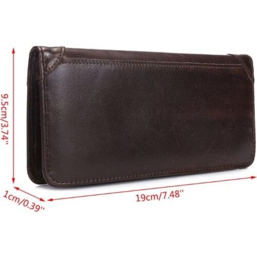 Mens Genuine Leather Long Wallet Bifold Money Card Holder Clutch Purse Slim Hot N7MF