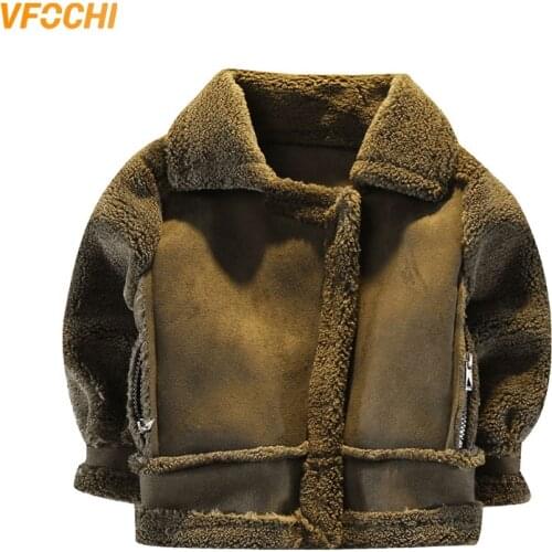 VFOCHI New Boys Girls Wool Coat Suede Jacket Winter Kids Windproof Coat Children Clothing Unisex Boys Girls Wool Coat Outerwear