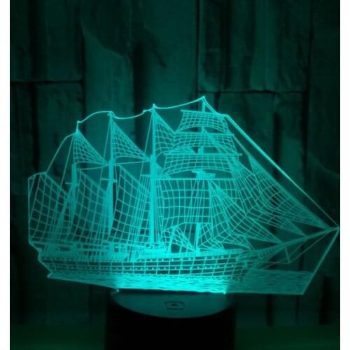 Sailing 3d Night Lamp Neutral Usb Led Night Light Creative Led Smart Home Remote Touch switch Christmas decorative lights