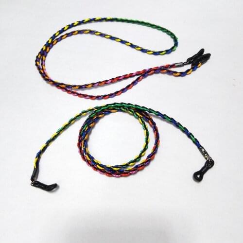 Sunglass braided spectacle lanyard strings mixed with waxed cotton cords and PU leather cords