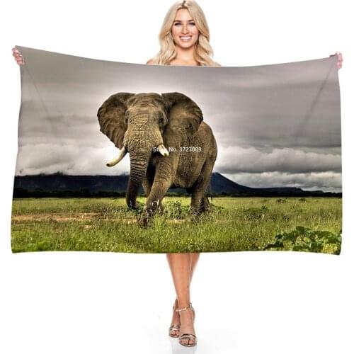Modern Prairie Elephant Digital Printed Quick-drying Towel 3D Microfiber Bathroom Outdoor Bibble Beach Towel