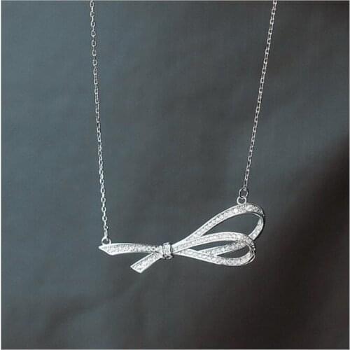 Simple Temperament 925 Sterling Silver Jewelry Persinality Wild Half-bow Clavicle Chain Pendant Necklaces N191