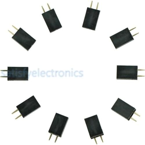 50PCS Single Row 1x2 Pins 2.54mm Pitch Female Header Straight