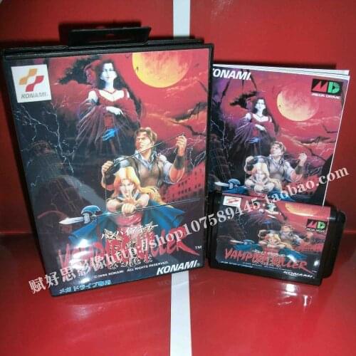 Sega MD game - Vampire Killer with Box and Manual for 16 bit Sega MD game Cartridge Megadrive Genesis system